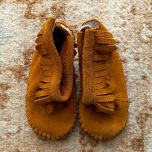 Minnetonka Tan Suede Baby Moccasins
